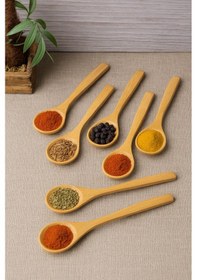 Resim Ahşap Büyük Baharat Kaşığı Seti 6 Lı 17 Cm Çok Renkli 