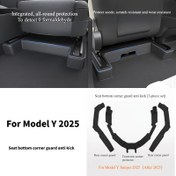 Resim Tesla Model Y için Napa PU Deri Koltuk Taban Koruyucu 3'lü Set, Tesla Yeni MY Orijinal PU Deri Koltuk Köşe Koruyucuları 