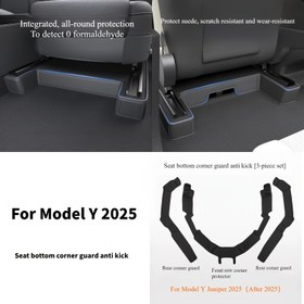 Resim Tesla Model Y için Napa PU Deri Koltuk Taban Koruyucu 3'lü Set, Tesla Yeni MY Orijinal PU Deri Koltuk Köşe Koruyucuları 