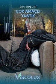 Resim Çok Amaçlı Ortopedik Visco Yastık - Horlama Yastığı Hamile Yastığı 42x18x9 Mavi 