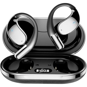 Resim AI Translator Kulakiçi Gerçek Zamanlı 144 Dil, Şarj Kılıflı 3'ü 1 Arada Kablosuz Bluetooth Kulaklıklar, Seyahat İş Öğrenimi için Açık Kulak Tasarımı, iOS ve Android Uyumlu Siyah 