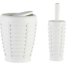 Resim Primanova Palm Çöp Kovası Klozet Fırçası Beyaz 