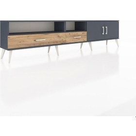 Resim Arges Tv Ünitesi 3 Raflı 2 Çekmeceli 2 Kapaklı 220x30x51 Antrasit-antrasit/çam Antrasıt/atlas Çam - Antrasıt 