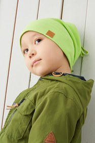 Resim Babygiz Erkek Bebek Çocuk Fıstık Yeşili Şapka Bere El Yapımı Rahat Cilt Dostu Pamuklu Kaşkorse 