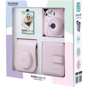 Resim Fujifilm Instax mini 12 Pembe Fotoğraf Makinesi 10'lu Film Kare Albüm ve Deri Kılıf Bundle Box 