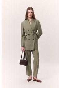 Resim Manuka Tencel Kemerli Kruvaze Blazer Ceket Çağla Çağla 