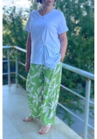 Resim Mia Butik Büyük Beden Bahar Takım Beyaz - Yeşil Beyaz-yeşil 