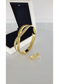 Resim Sonsuzluk Kelepçe Yüzük 316l Çelik Takı Seti Gümüş - Rose Gold 
