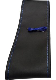 Resim Fiat Doblo 3-4 Uyumlu Direksiyon Kılıfı Dikmeli Siyah Deri / Mavi Dikişli 