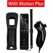 Resim Siyah-kablosuz Bluetooth Gamepad Dahili Motion Plus Uzaktan Kumanda İle Uyumlu Nintendo Wii Denetleyici Nunchuck Seti İle Silikon Kılıf 