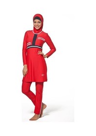 Resim Adasea 0015 Kırmızı Tamboy Full Lycralı Tesettür Mayo 