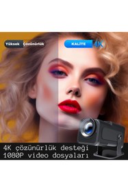 Resim YENİTECH HY 320 Projeksiyon Full HD HDMI-USB Taşınabilir Yüksek Performans Bluetoth-Wifi Ev Sineması Oyun 