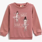 Resim Kız Bebek Baskılı Sweatshirt Bisiklet Yaka Pamuklu 