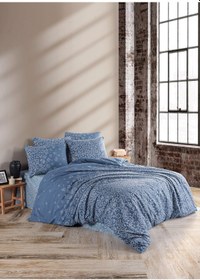 Resim Ranforce Vıp Çift Kişilik Nevresim Seti Narin Lacivert Renkli 