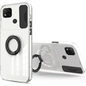Resim Ally Xiaomi Redmi 9c Kılıf Sürgülü Kamera Lens Korumalı Yüzük Standlı Silikon Kılıf ALL-35509 
