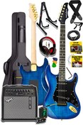 Resim Midex GLC-40BL-50AMP 50 W Şarjlı BT Amfi Kulaklık ve Full Elektro Gitar Seti 