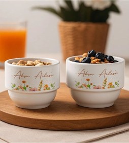 Resim Bk Gift Kişiye Özel İsimli Çiçek Tasraımlı 2li Çerezlik Kase-3, Yeni Ev Hediyesi Önerileri, Misafir Sunum Ürünü, Çay Yanı Kase Kobitmeyencom34770 Bk G 