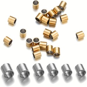 Resim 200 adet Bakır Tüp Sıkma Uç Boncuk - Çeşitli Boyutlar 1.5mm, 2.0mm, 2.5mm - Kolyeler & El Sanatları Malzemeleri için Takı Yapımı Aralayıcı Boncuklar 