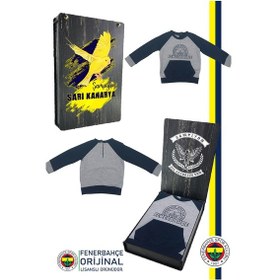 Resim Fenerium Fenerbahçe Fb Logo Sarı-lacivert Bebek Sweat Hediyelik Ahşap Kutulu Gri 