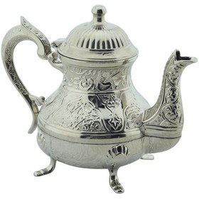 Resim Dekoratif Gümüş Renkli Zarif İşlemeli Metal İbrik Demlik 17cmx22cm M2 Gümüş 