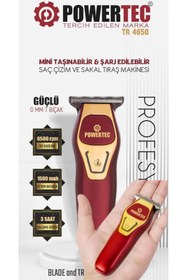 Resim Powertec TR-4650 Mini Profesyonel Tıraş Makinesi (Türkiye'nin en küçük profesyonel makinesi)Type-C Hızlı Şarj 