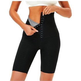 Resim Sauna-şort Model Korse Toparlayıcı Ve Sıkılaştırıcı Etkili Yüksek Bel Agraflı Sauna Termal Şort Siyah 