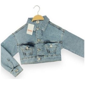 Resim Çikoby Kız Çocuk Yumuşak Dokulu Lycralı Crop Kot Ceket-13950 Mavi 
