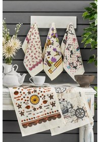 Resim Casnack Nora 5 Adet Baskılı Mutfak Havlusu Seti 30x50 - Lavanta 
