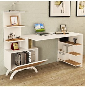 Resim Kalenderdekor1 Kalender Dekor Olivia Çalışma Masası Olv02 Beyaz - Meşe 