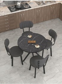 Resim Mygusi Azra Mutfak Masa Takımı 90 Cm Bendir Masa + 4 Sandalye Antrasit 