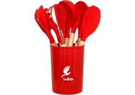 Resim Valletta Mikla Isıya Dayanıklı Yanmaz Yapışmaz 33 Parça Silikon Spatula Mutfak Seti Kırmızı 