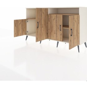 Resim Kronos Konsol 5 Raflı 4 Kapaklı 176x59x99 Aytaşı-çam Aytaşı-çam 