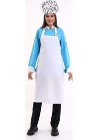 Resim Beyaz Renk Cepsiz Askılı Mutfak Önlüğü - Aşçı Önlüğü-Standart-Tek Parça 