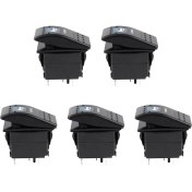 Resim 5x Mavi Işık Korna Desenli LED 12V/20A 24V/10A 5-Pin Rocker Geçiş Anahtarı Araba Tekne (Yurt Dışından) 