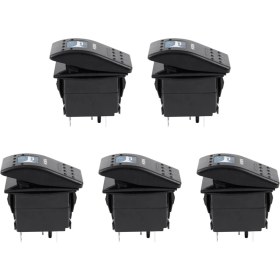 Resim 5x Mavi Işık Korna Desenli LED 12V/20A 24V/10A 5-Pin Rocker Geçiş Anahtarı Araba Tekne (Yurt Dışından) 