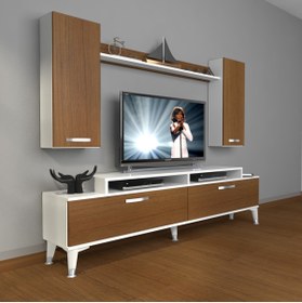 Resim Decoraktiv Ekoflex 7 Slm Silver Tv Ünitesi Tv Sehpası - Beyaz - Ceviz 