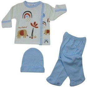 Resim Hoppala Filli Eldivenli Yenidoğan 3 Lü Zıbın Seti Mavi Çok Renkli 