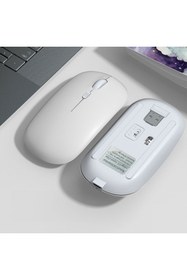 Resim Sneezy Apple Macbook Şarj Edilebilir Sessiz Mouse Bluetooth + 2.4Hz Wifi Kablosuz Mouse Fare 