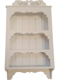 Resim Ahşap Boyanabilir Mdf Dekoratif 3 Raflı Duvar Rafı 