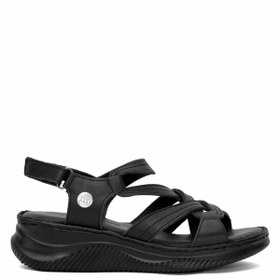 Resim Mammamia D25YS-2265 Kadın Hakiki Deri Dolgu Topuk Sandalet Siyah 