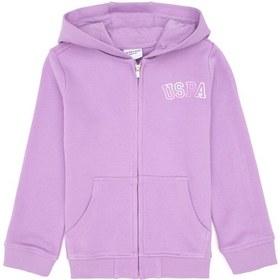 Resim U.S. Polo Assn. Kız Çocuk Lila Kapüşonlu Fermuarlı Basic Sweatshirt 50316837-VR034 