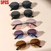 Resim 5 Parça Unisex Vintage Geometrik Çerçeveli Metal Gözlük Seti, Anneler Günü ve Babalar Günü İçin Mükemmel Hediye, Kadınlar İçin Uygun 