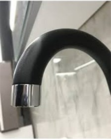 Resim Siyah Kısa Lavabo Bataryası Delta Banyo Sıcak Soğuk Su Girişli Musluk Siyah 