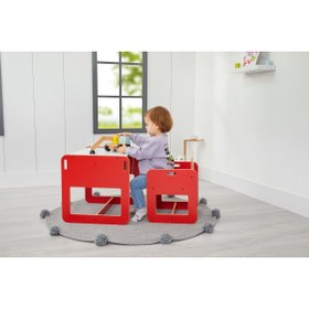 Resim Minera 2-4 Yaş Kumru Ahşap Montessori Aktivite Oyun Masa Ve Sandalye Seti(1 Masa+1 Sandalye)/Kırmızı 