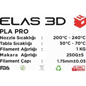 Resim Elas 3d Pla Pro Filament 1.75mm 16 Kg Kampanya Paketi 16 Kg 