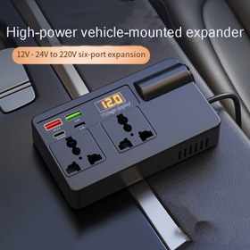 Resim 1 adet çok portlu Yeni Araba İnvertör Dönüştürücü Fiş Güç Prizi 12V24V'den 220V'ye Hızlı Şarj USB+PD Çok Fonksiyonlu Elektronik 
