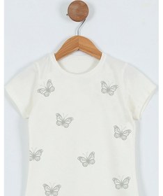 Resim Hçm Kız Çocuk Tshirt Kelebek Baskılı Bisiklet Yaka D31 Mavı 