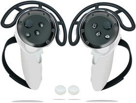 Resim PUOSUO Anti-Fall Controller Grip Cover for Quest 3 Accessories Silicone Grips Strap Cover Protector with Knuckle Straps (White) 
