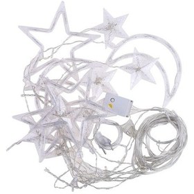 Resim Agoodshop Led Dize Işık Pentagram Yıldız Perde Işıkları Peri Düğün Doğum Günü Noel Aydınlatma Kapalı D Beyaz 