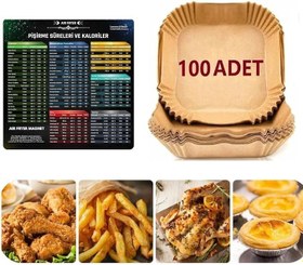 Resim bor Airfryer Pişirme Kağıdı 100 adet fritöz pişirme kağıdı,Fritöz Yağlı Kağıdı, Yanmaz Kağıt 